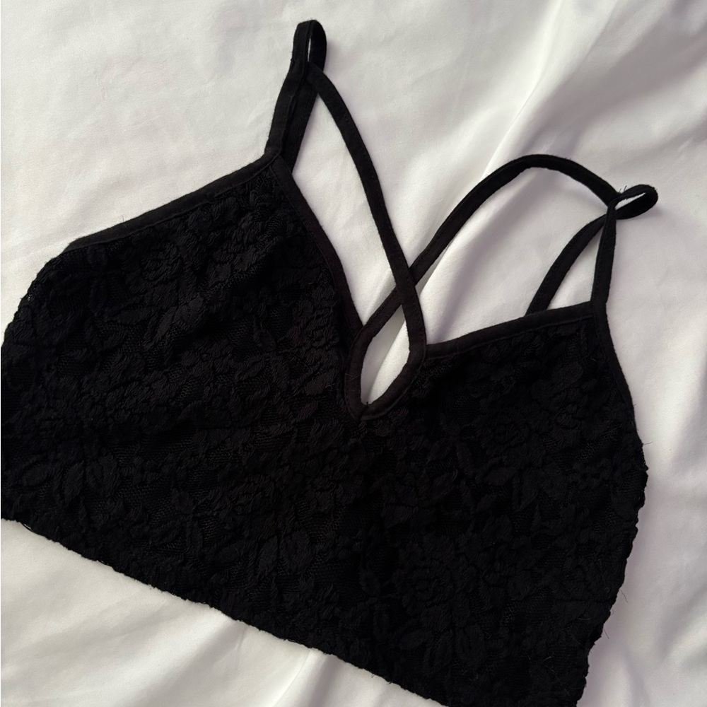 Black Lace Strappy Bralette Top